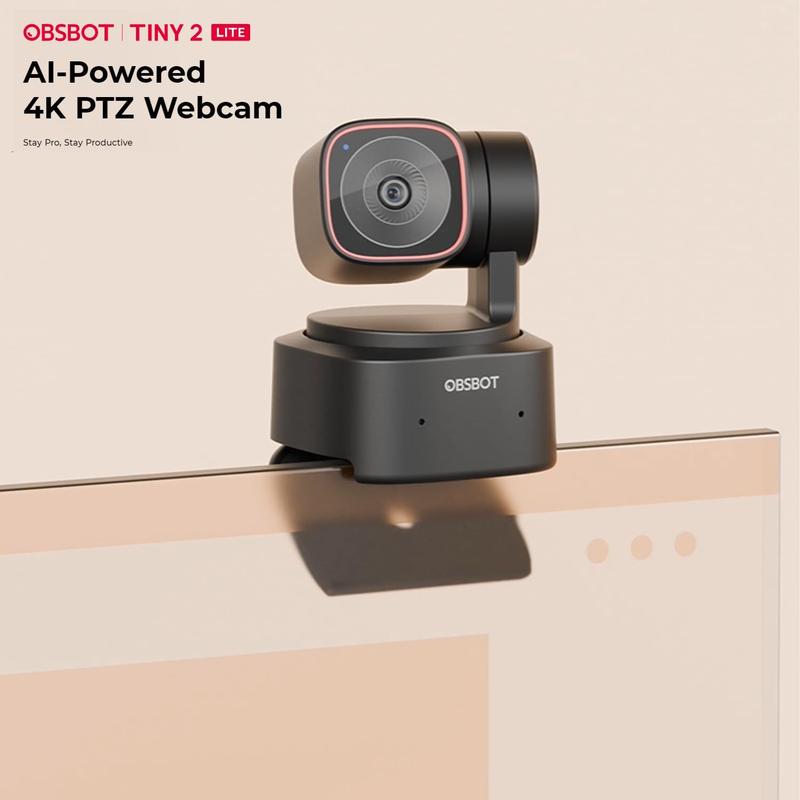 Webcam OBSBOT Tiny 2 Lite AI 4K PTZ com Tripé e Hub - Câmera de